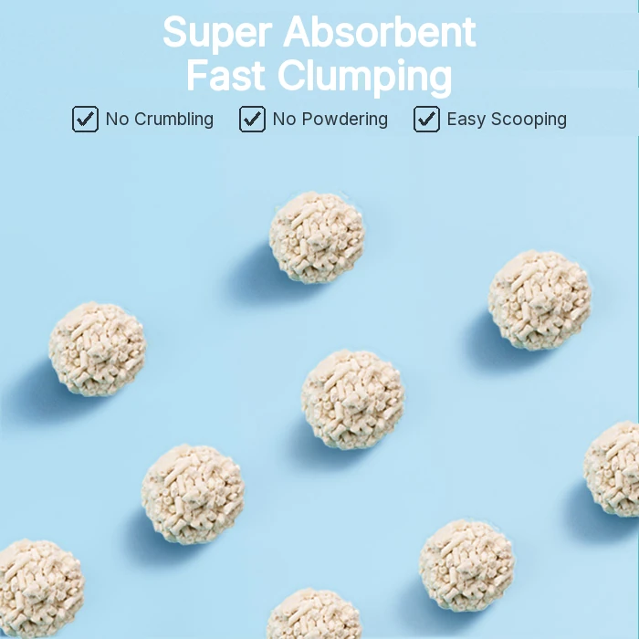 Firm tofu cat litter clumps that hold together and do not crumble or turn to powder